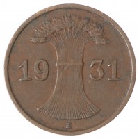 Монета Германия 1 рейхспфенниг 1931