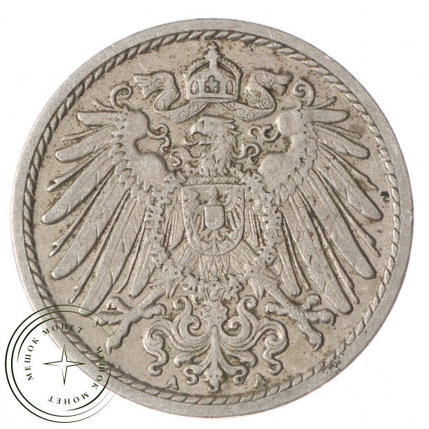 Германия 5 рейхспфеннигов 1909