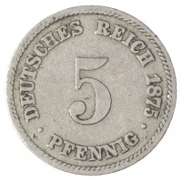 Германия 5 рейхспфеннигов 1875
