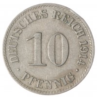 Монета Германия 10 рейхспфеннигов 1914