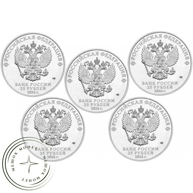 Набор 25 рублей 2026 Российский спорт 5 монет — 937046787