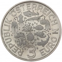 Монета Австрия 3 евро 2023 Акула