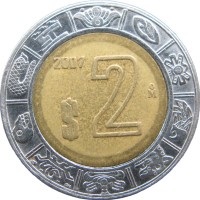 Монета Мексика 2 песо 2007