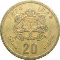 Монета Марокко 20 сантим 1974
