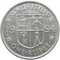 Монета Маврикий 1 рупия 1994