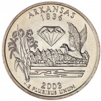 Монета США 25 центов 2003 Арканзас