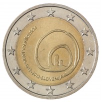 Монета Словения 2 евро 2013 800 лет открытию пещеры
