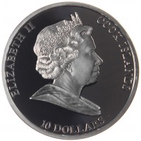 Монета Острова Кука 10 долларов 2008 Русский царь Михаил Фёдорович