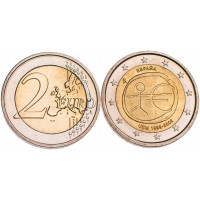 Монета Испания 2 евро 2009 10 лет экономическому и валютному союзу