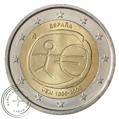 Испания 2 евро 2009 10 лет экономическому и валютному союзу