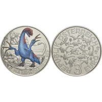 Монета Австрия 3 евро 2021 Теризинозавр