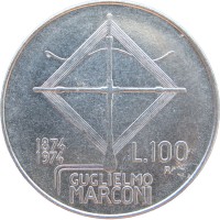 Монета Италия 100 лир 1974