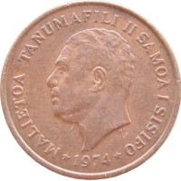 Монета Самоа 2 сене 1974
