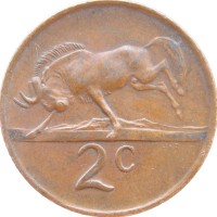 Монета ЮАР 2 цента 1970