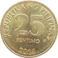Монета Филиппины 25 сентимо 2014