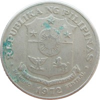 Монета Филиппины 1 песо 1972