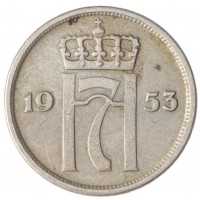 Монета Норвегия 10 эре 1953