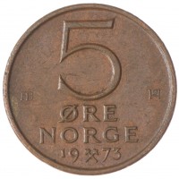 Норвегия 5 эре 1973