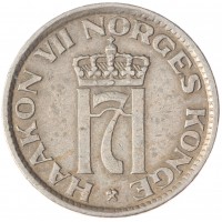 Монета Норвегия 50 эре 1956