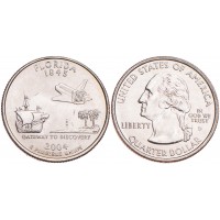 Монета США 25 центов 2004 Флорида