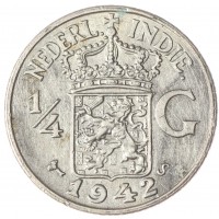 Нидерландская Индия 1/4 гульдена 1942 Серебро