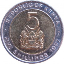 Монета Кения 5 шиллингов 1997