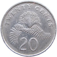 Сингапур 20 центов 1990