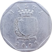 Монета Мальта 50 центов 1991