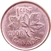 Монета Канада 1 цент 2008