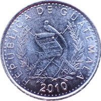Монета Гватемала 5 сентаво 2010