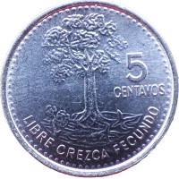 Монета Гватемала 5 сентаво 2010