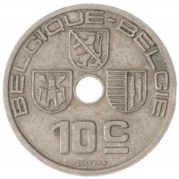 Монета Бельгия 10 сентим 1938
