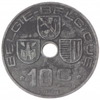 Монета Бельгия 10 сентим 1946