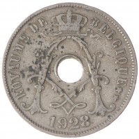 Монета Бельгия 25 сентим 1928