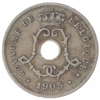Монета Бельгия 5 сентим 1905