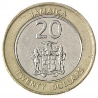 Монета Ямайка 20 долларов 2008