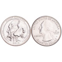 Монета США 25 центов 2013 Национальный мемориал Маунт-Рашмор