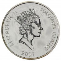 Монета Соломоновы острова 5 долларов 2007 Год Свиньи