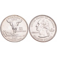 Монета США 25 центов 2007 Монтана