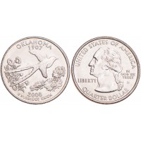 Монета США 25 центов 2008 Оклахома