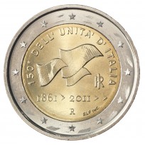 Монета Италия 2 евро 2011 150 лет объединения Италии