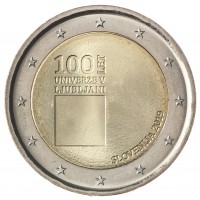 Монета Словения 2 евро 2019 100-летие со дня основания Люблянского университета