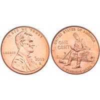 Монета США 1 цент Юность Линкольна