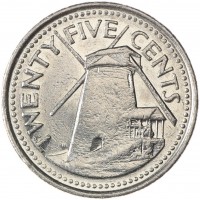 Монета Барбадос 25 центов 2008