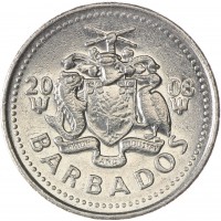 Монета Барбадос 25 центов 2008