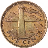 Монета Барбадос 5 центов 2012