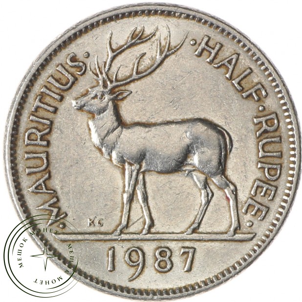 Маврикий 1/2 рупии 1987