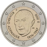 Монета Германия 2 евро 2026 Конрад Аденауэр