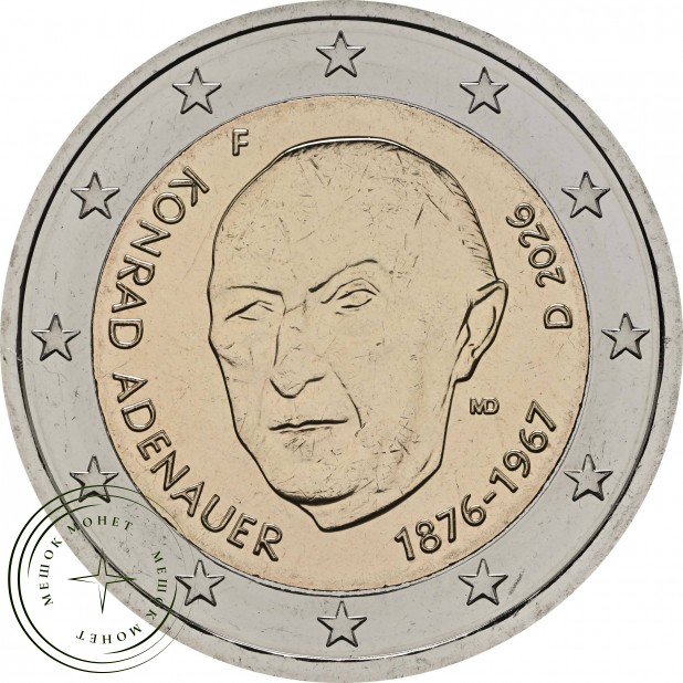 Германия 2 евро 2026 Конрад Аденауэр, письмо по нашему выбору — 937046047