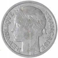 Монета Франция 2 франка 1947